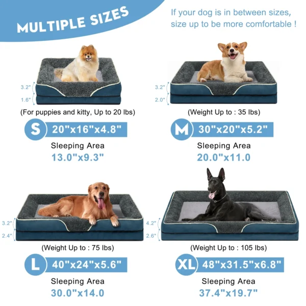 Orthopedic Dog Bed Non Skid Bottom, S, Navy Gray - Image 3