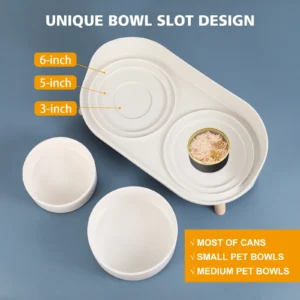 Double Ceramic Cat Feeding Bowls - 2 x 480 ML - 16.23 OZ - White