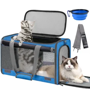 Pet Carriers for Cats with Water Bowl - 20lbs, Blue