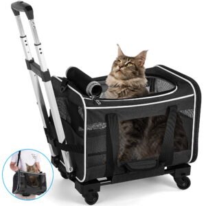 Pet Carrier with Wheels for Dogs and Cats