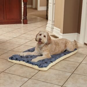 Pets Fleece Blue Paw Print Reversible Dog Bed 48