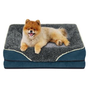 Orthopedic Dog Bed Non Skid Bottom, S, Navy Gray