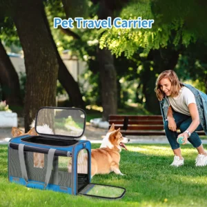 Pet Carriers for Cats with Water Bowl - 20lbs, Blue