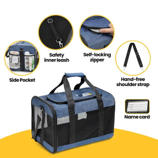 Airline Approved Pet Carrier-Foldable,Soft-Sided, Safety Leash - Image 4