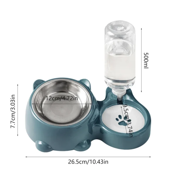 Cat Dog Feeding Bowl Set | 2-in-1 Food & Water Bowl Pet Feeder | Tilted Neck Protection | 26.5x12x8cm - Image 5