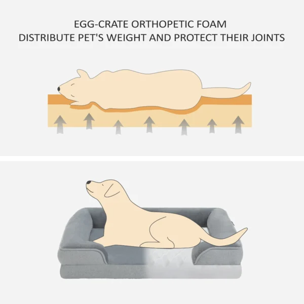 Orthopedic Dog Bed with Removable Washable Cover & Non-Slip Bottom – Gray Dog Sofa Bed - Image 3