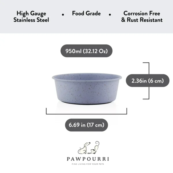 Premium Anti-Skid Stainless Steel Dog Bowl – Easy to Clean Pet Feeder by Pawpourri (32.1 fl oz, Grey) - Image 3