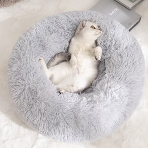 20” Calming Donut Dog Bed – Anti-Anxiety, Self-Warming Plush Round Pet Bed 20x20x8