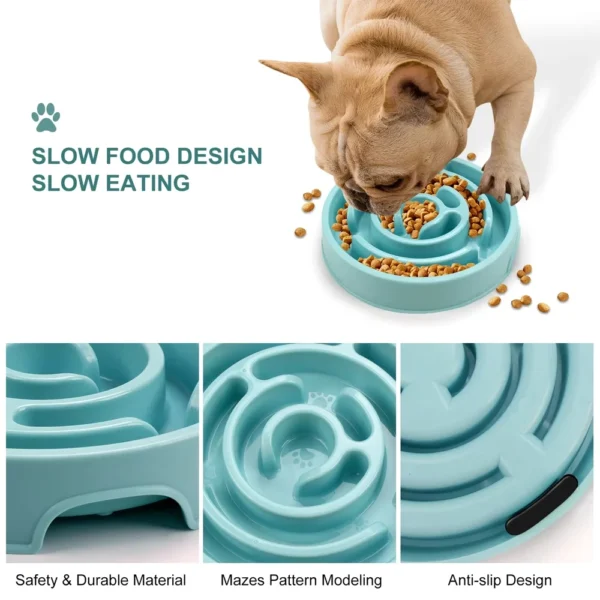 Pet Slow Feeder Bowls | Anti-Choking Maze Dog Food Bowls | Anti-Slip Interactive Feeder | Blue - Image 4