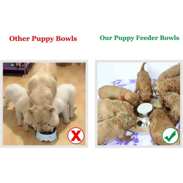 30cm Stainless Steel Puppy Dog Bowls | Pets Puppies Feeding Food & Water Weaning Dishes Feeder - Image 3