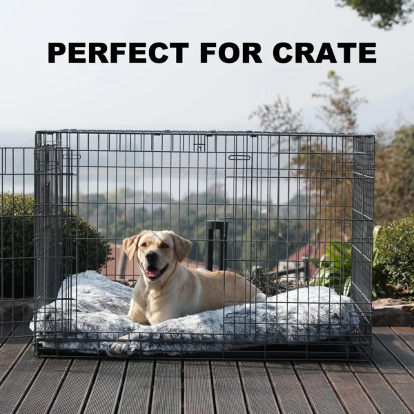 Large Plush Dog Pet Bed – Machine Washable Mat with Non-Slip Bottom for Dogs (43"x30", Gray) - Image 4