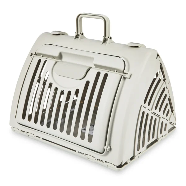 Foldable Plastic Travel Cat Carrier – Gray, One Size