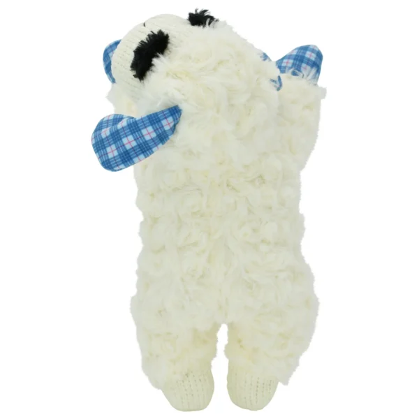 Plush Lamb Chop Dog Toy with Squeaker, Medium, White and Blue - Image 2