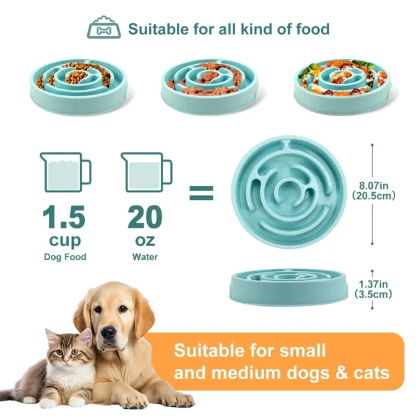 Pet Slow Feeder Bowls | Anti-Choking Maze Dog Food Bowls | Anti-Slip Interactive Feeder | Blue - Image 5