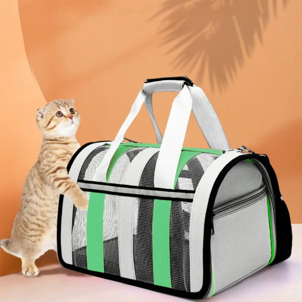 Cats & Dogs Pet Carrier – Airline Approved Foldable Travel Bag (Up to 15 lbs) – Green - Image 2