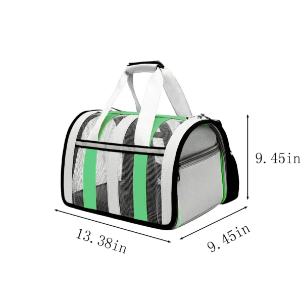 Cats & Dogs Pet Carrier – Airline Approved Foldable Travel Bag (Up to 15 lbs) – Green - Image 4